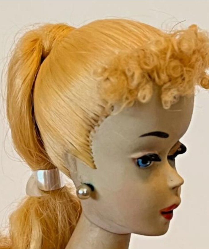 barbie doll #3 early 1960 blond ponytail zebra swimsuit cat eye sunglasses #850