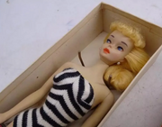 Vintage 1958 Barbie Doll 850 Blonde Long Hair Nipples w/ Box Fashion Model Old