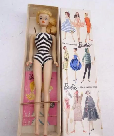 Vintage 1958 Barbie Doll 850 Blonde Long Hair Nipples w/ Box Fashion Model Old